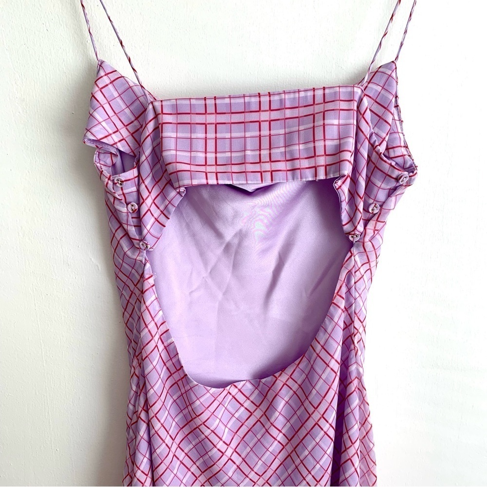 Finders Keepers Nostalgia Dress Lilac Check Cowl Neck Slip Dress - Picture 16 of 16
